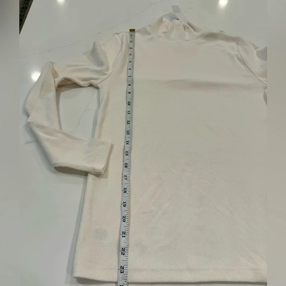 NWT LOFT Ribbed Mock Neck Sweater Top in Cream - Picture 5 of 6